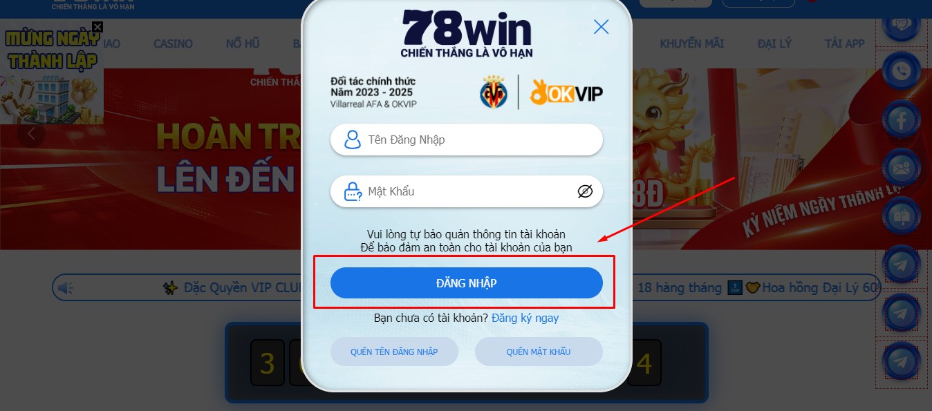 Khắc phục sự cố khi đăng nhập 78win