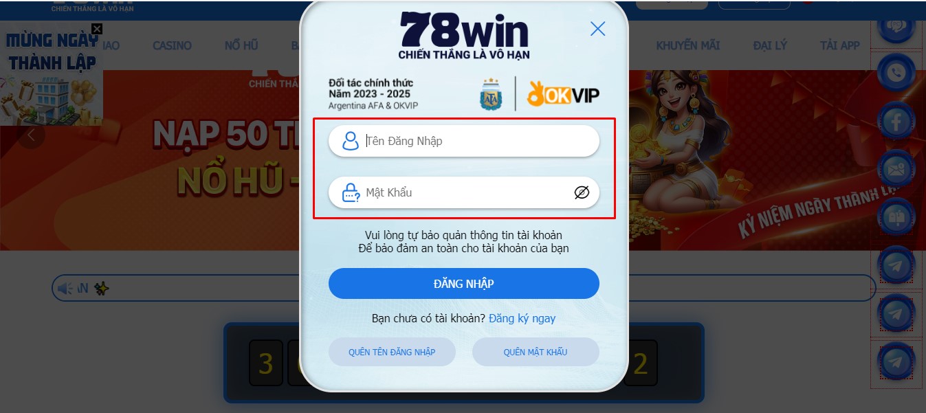 Những lưu ý khi đăng nhập 78win